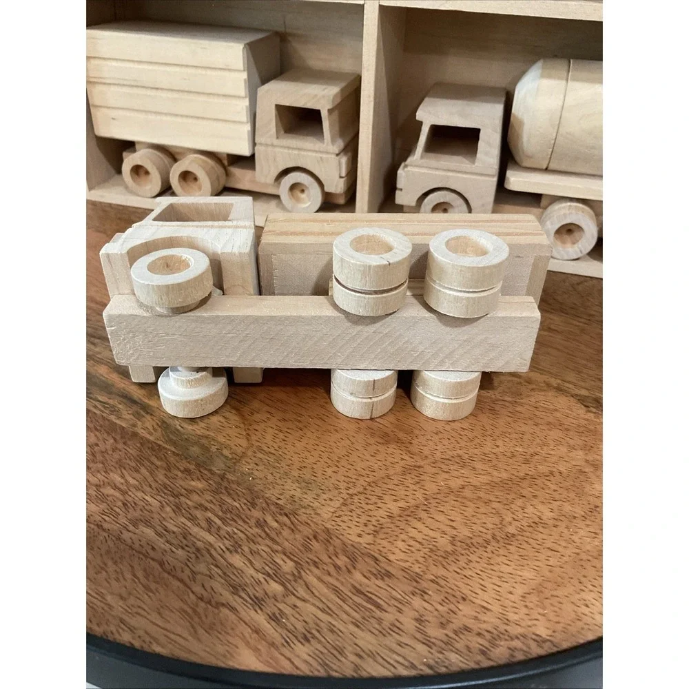 Handmade Vintage Wooden Truck set of 4 Trucks Cargo Display Decor Play Paint